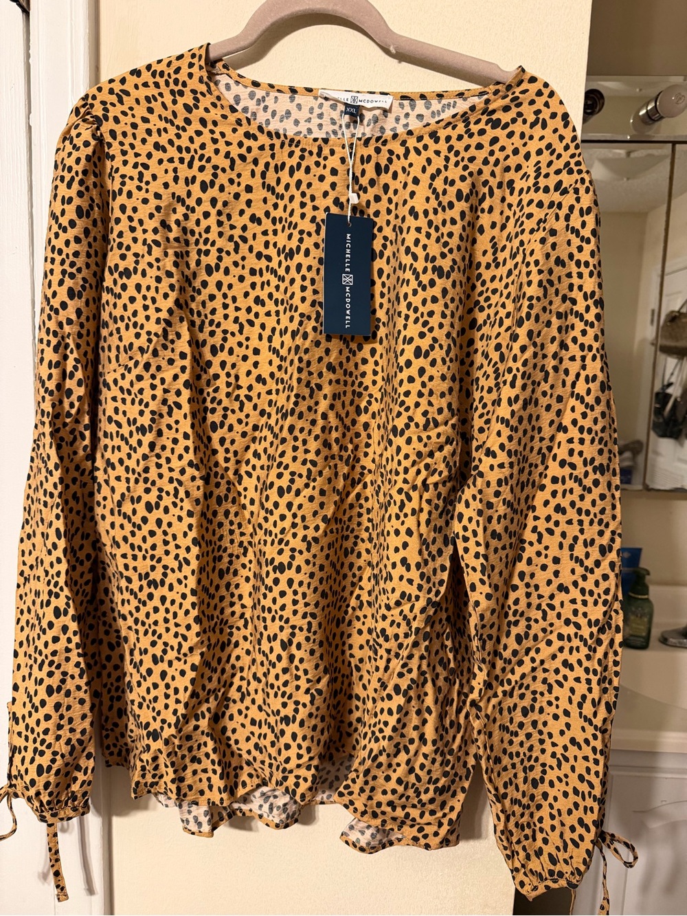 Madewell Mustard Cheetah-Spot Long Sleeve Blouse